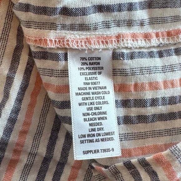 a.n.a Striped Smocked Tank Top Boho Babydoll Cami XL - Picture 10 of 10